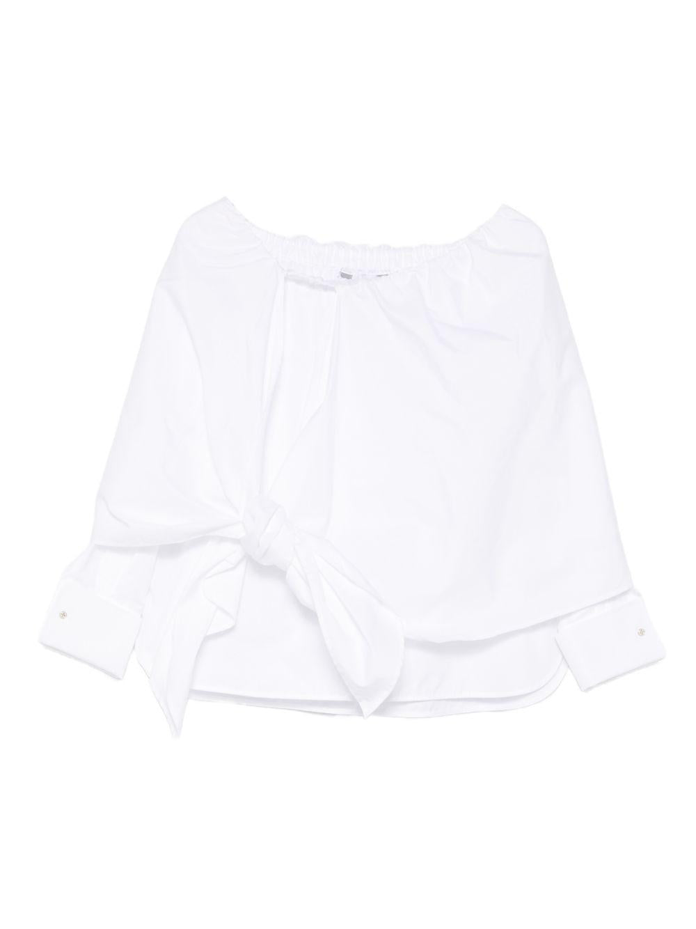 MAX MARA Camicia Curvone in cotone bianco con fiocco 