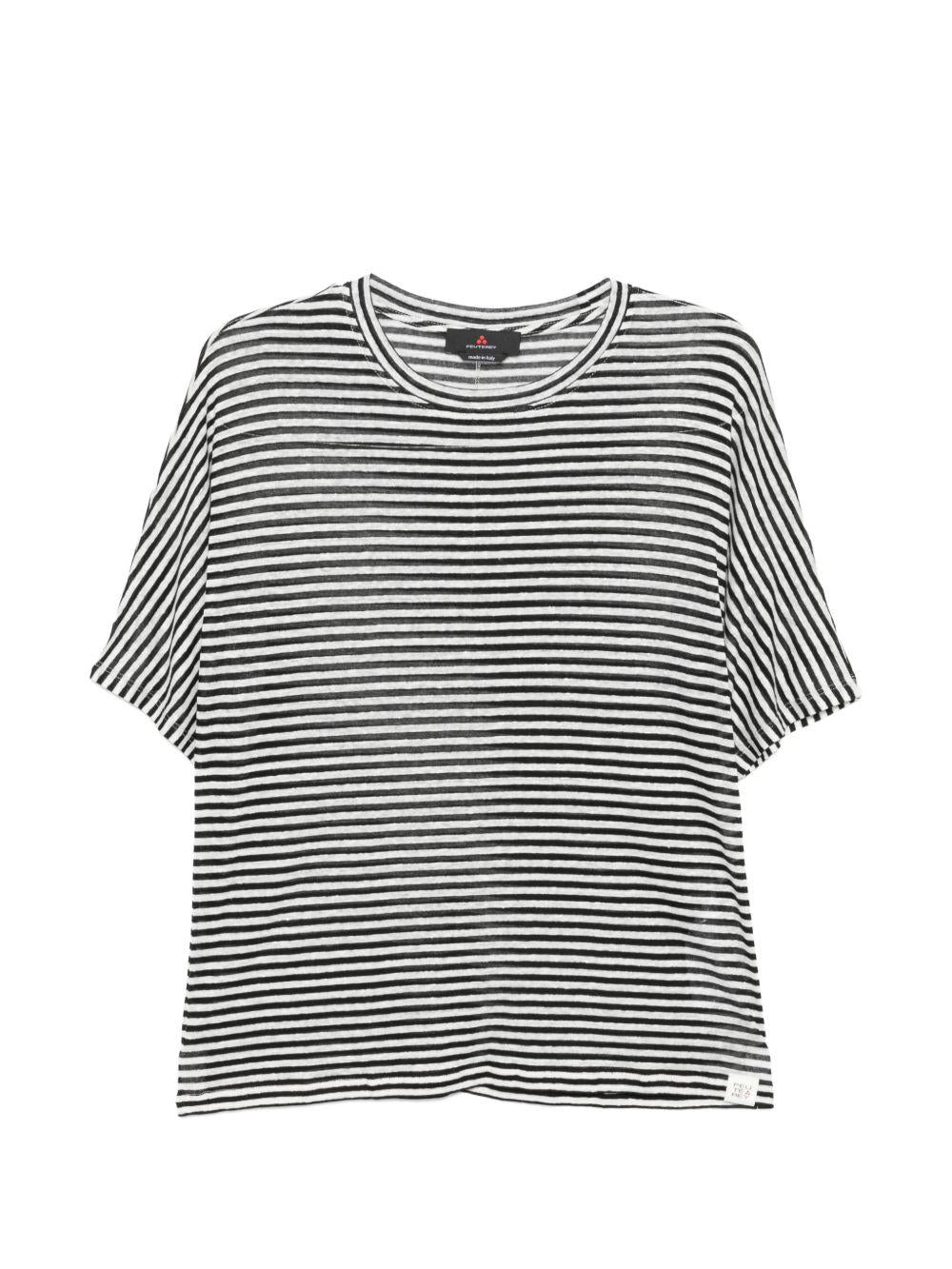 PEUTEREY T-shirt a maniche corte Costantine a righe bianche e nere 