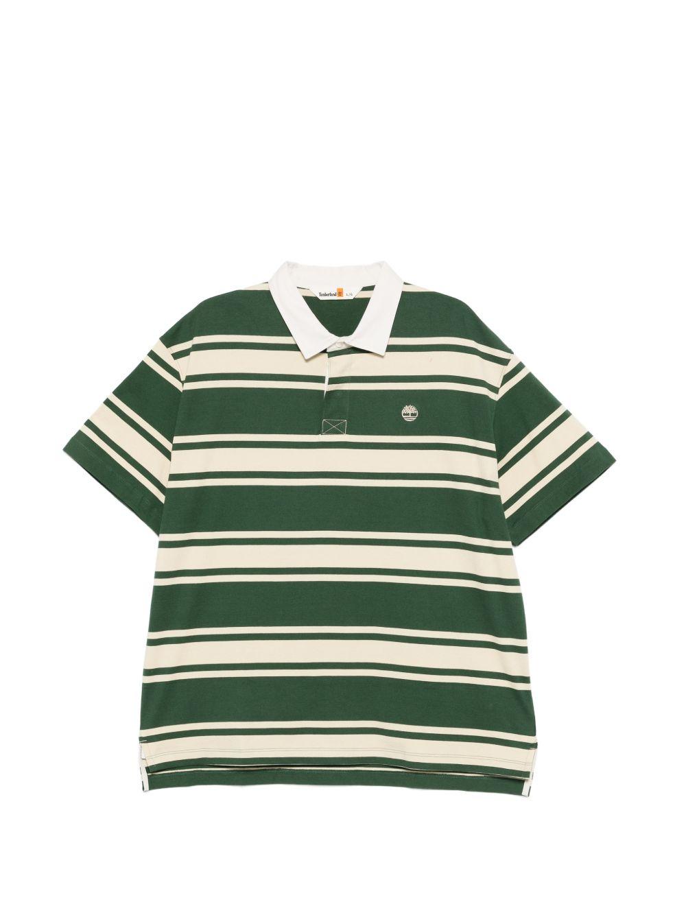 TIMBERLAND Polo verde a righe con logo 