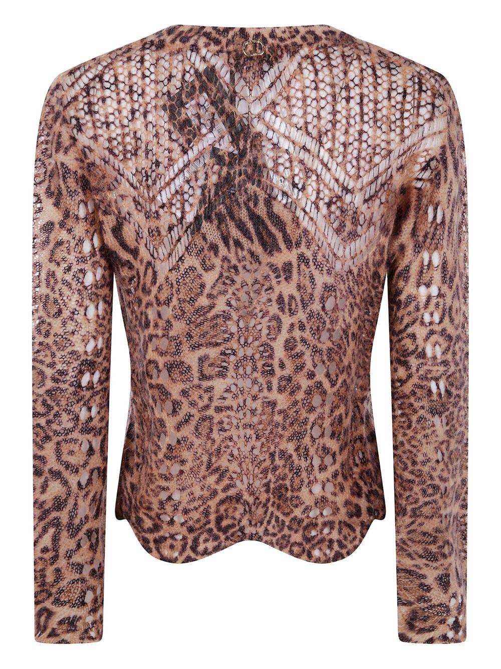 TWINSET Maglia girocollo con stampa animalier 