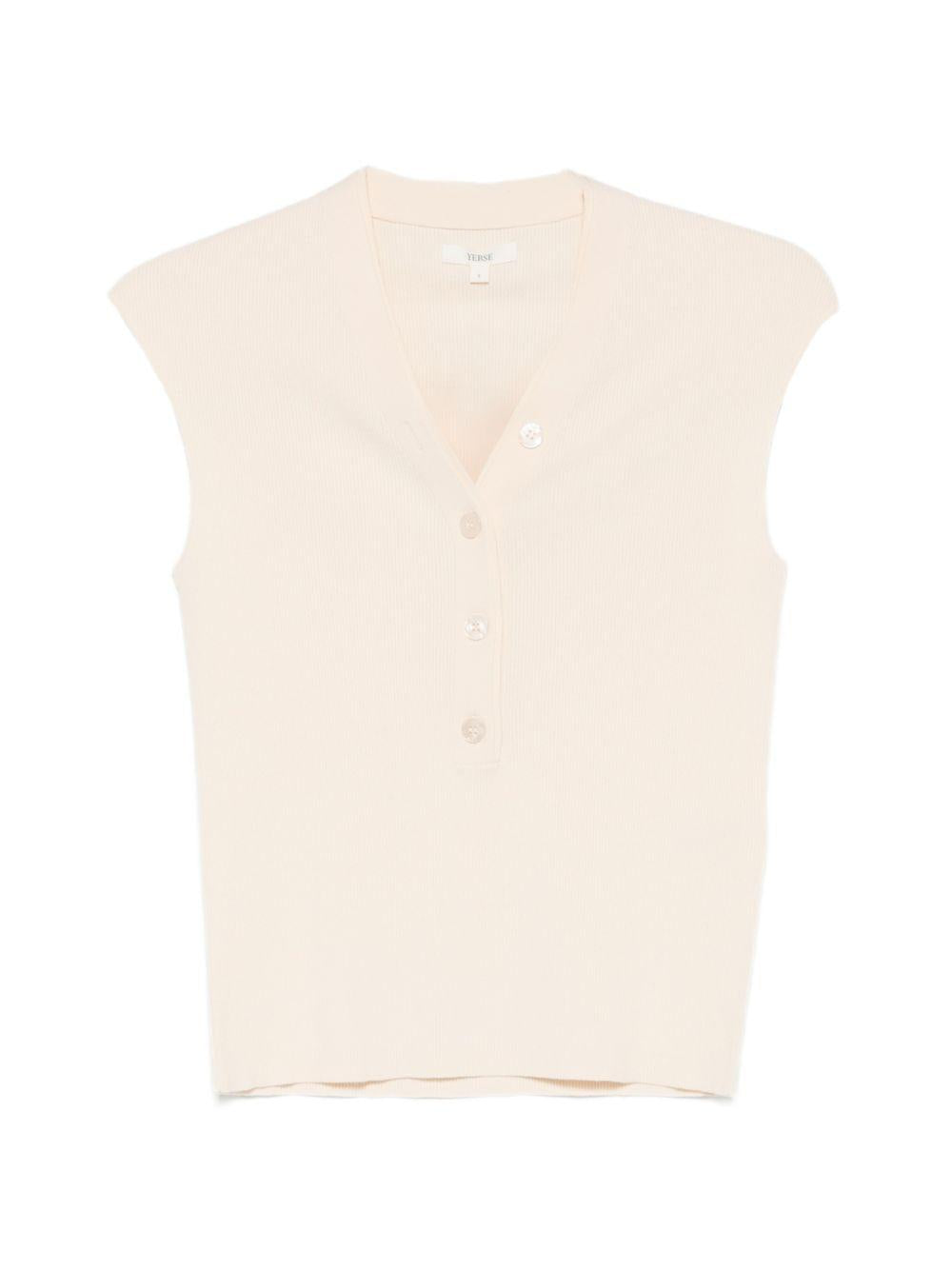 YERSE Top Lavander ecrù con bottoncini 