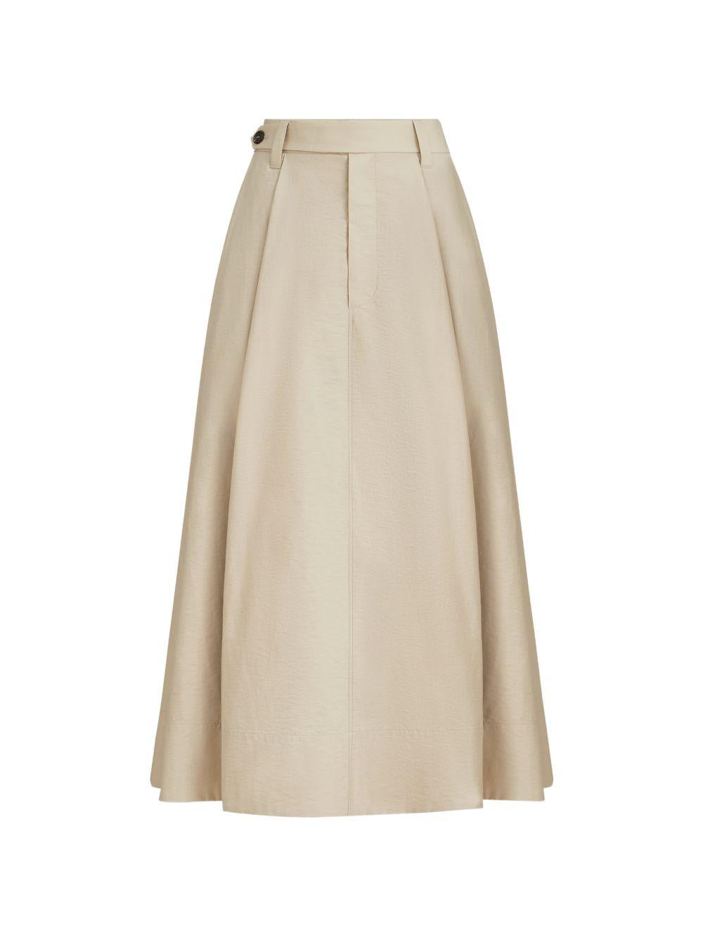 BRUNELLO CUCINELLI Gonna midi beige con bottone 