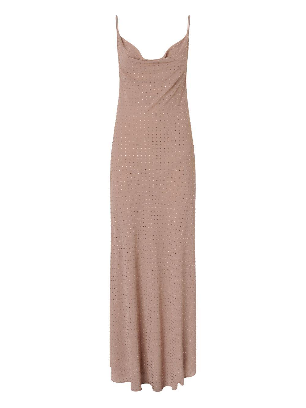 PINKO Abito lungo Farro rosa con strass 
