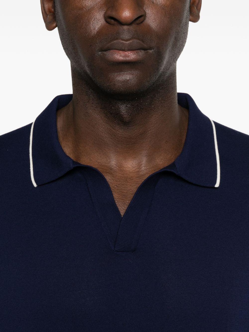FAY Polo blu navy con profili a contrasto 