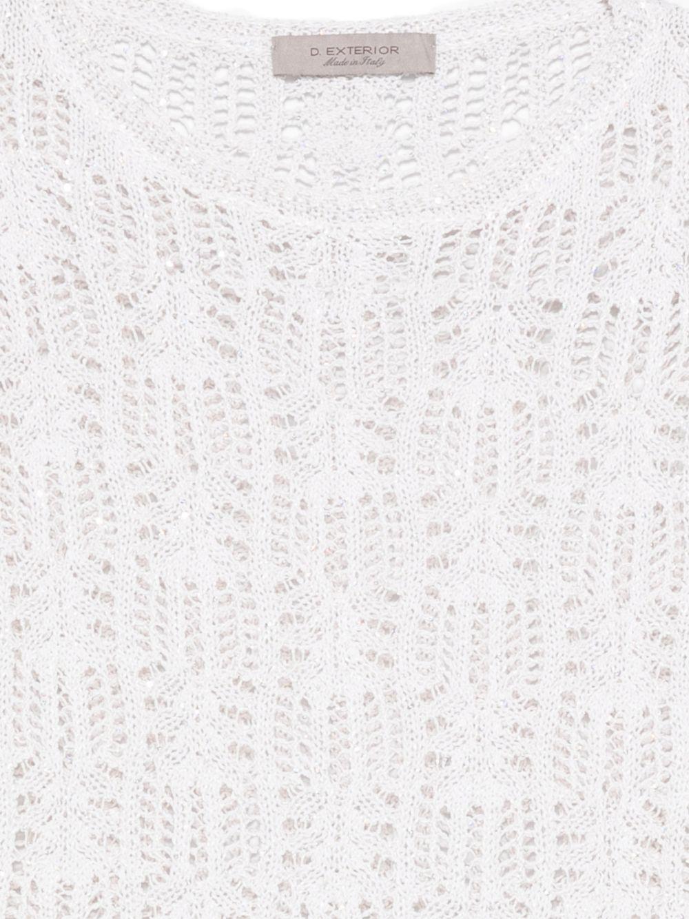 D EXTERIOR Top in maglia crochet bianca 
