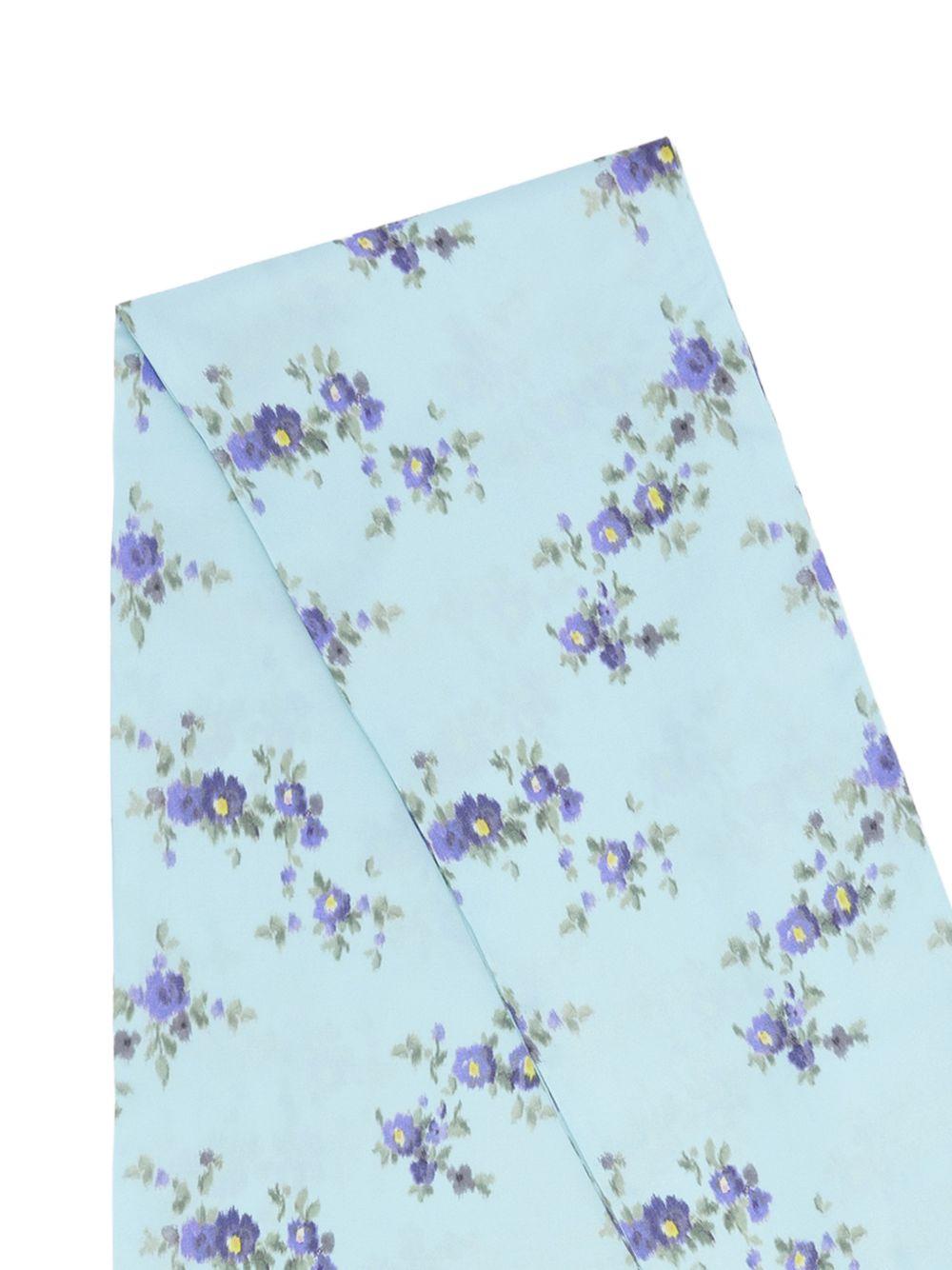 GANNI Foulard con stampa floreale su sfondo azzurro 