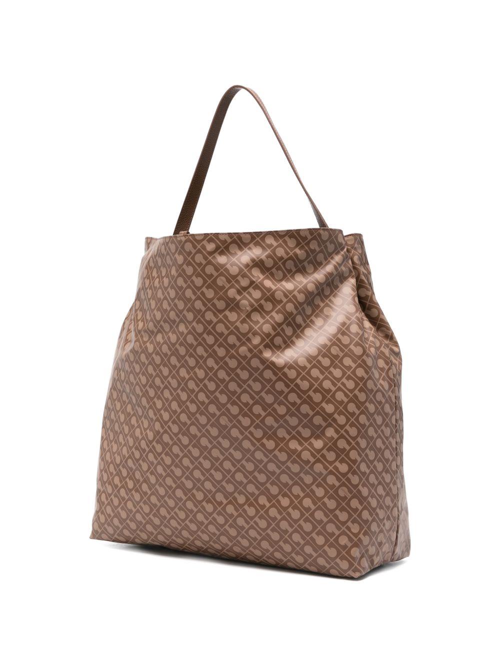 GHERARDINI Borsa shopping Softy Tabacco marrone con logo all-over 