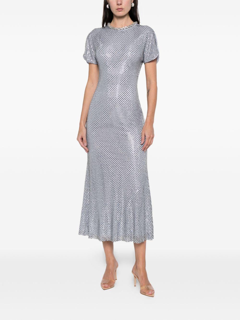 SELF PORTRAIT Abito midi blu con strass 