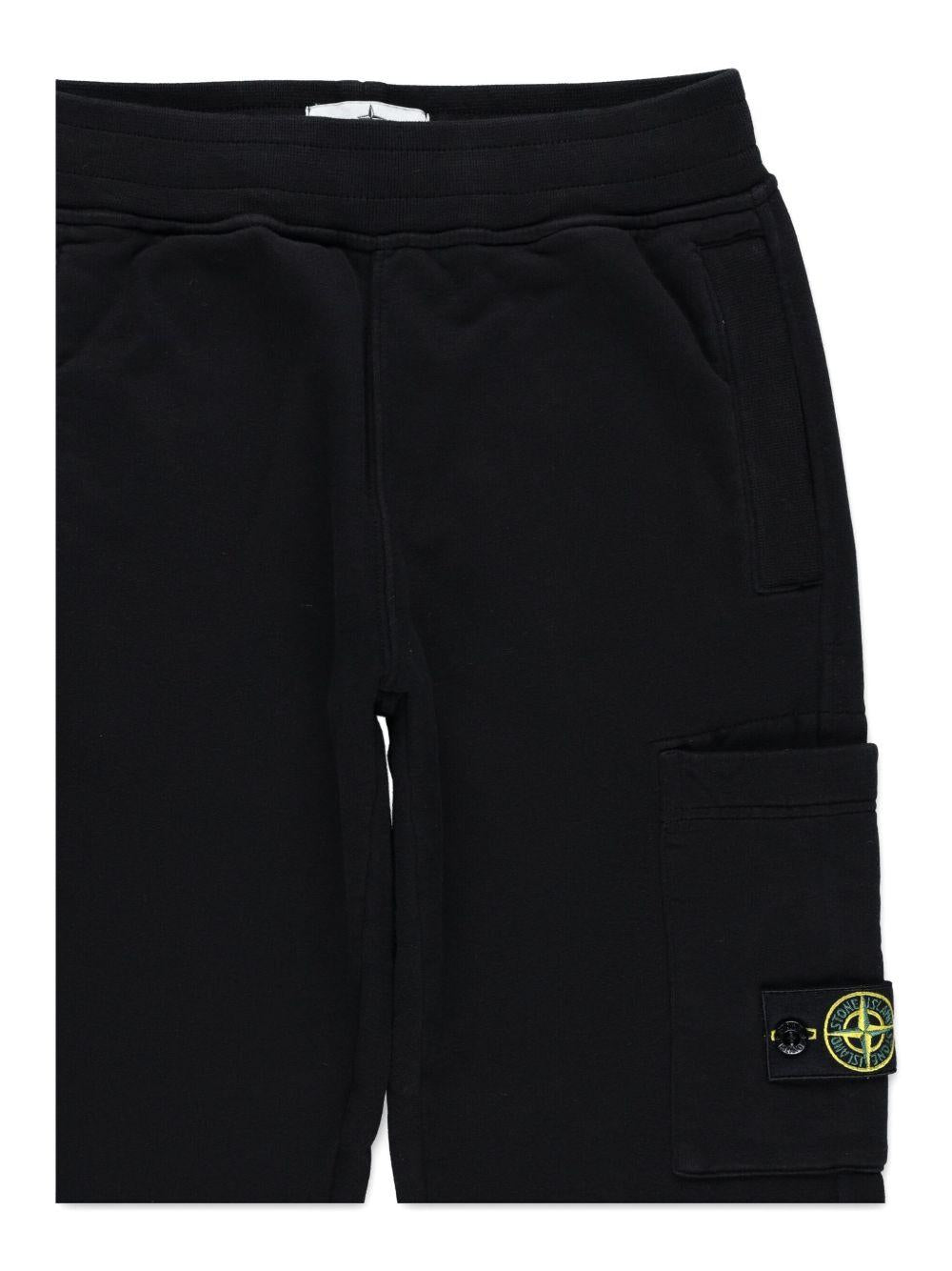 STONE ISLAND Pantaloni sportivi in cotone nero 