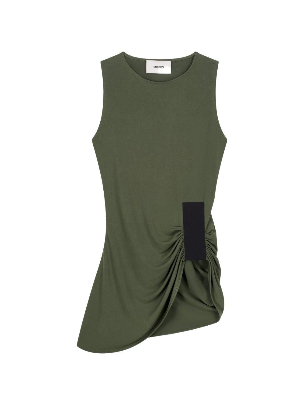 COPERNI Top Taped Suspended drappeggiato in tessuto verde 