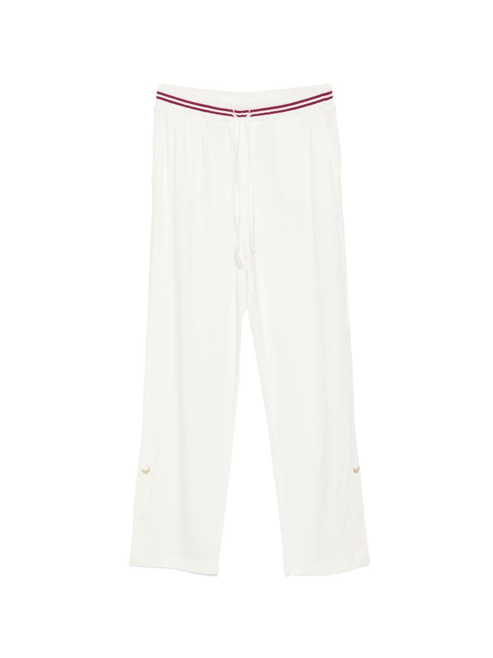 LIUJO Pantaloni bianchi casual con dettagli rossi 