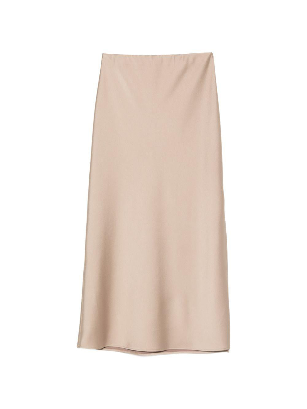 D EXTERIOR Gonna midi in satin beige 