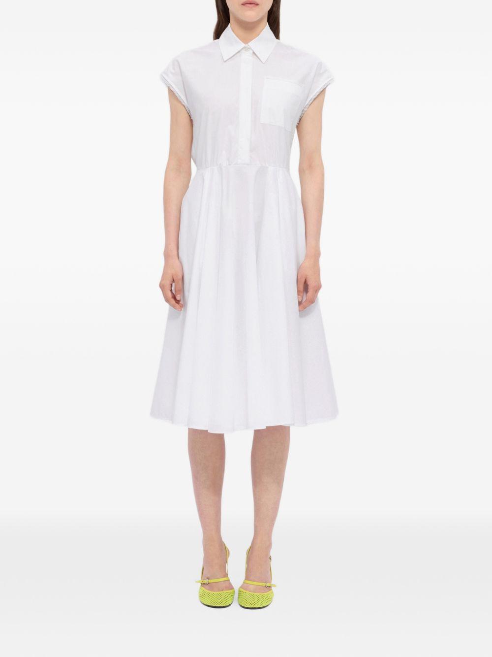 MSGM Abito midi in popeline bianco 