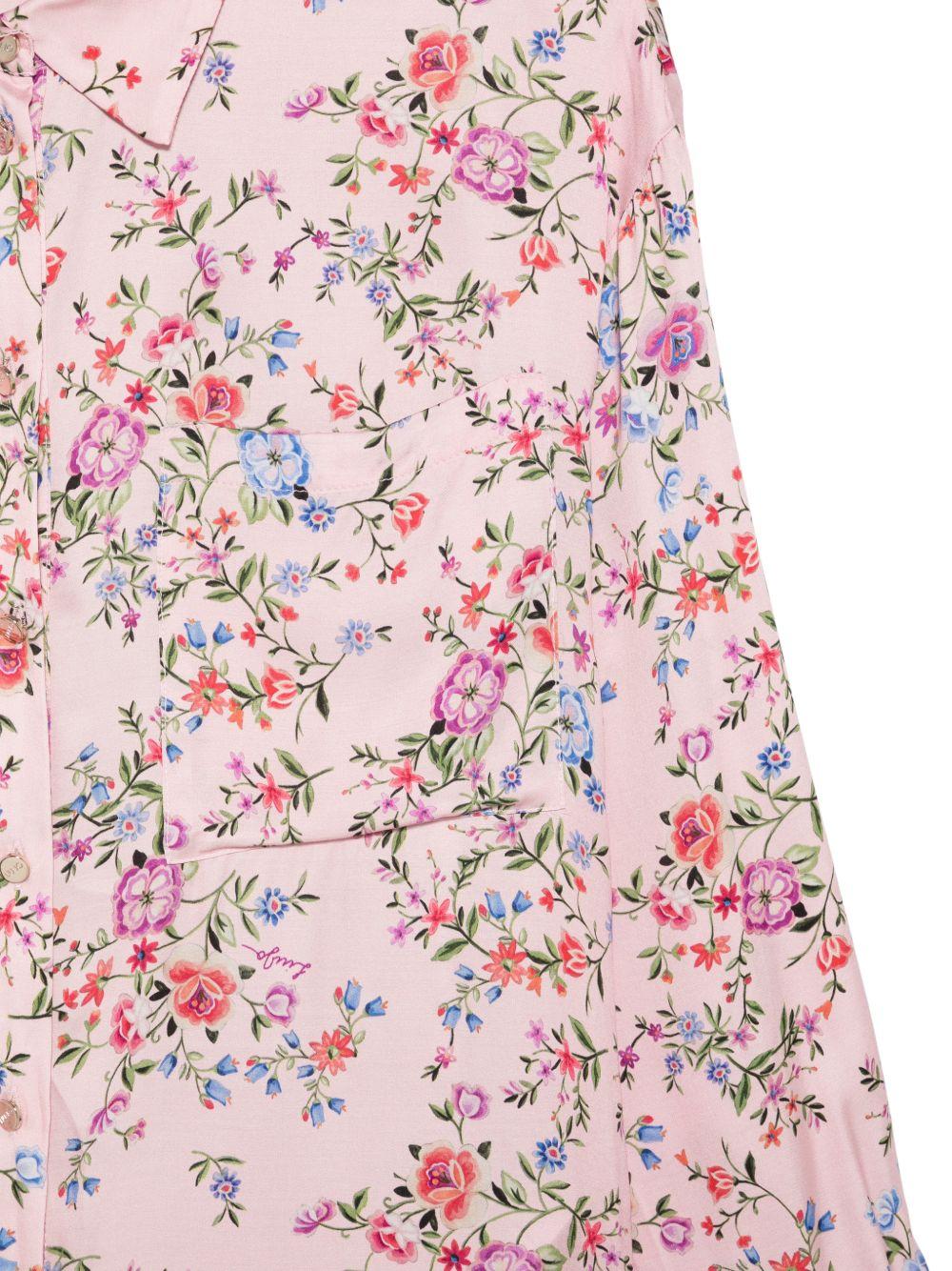 LIUJO Camicia rosa chiaro con stampa grafica floreale 