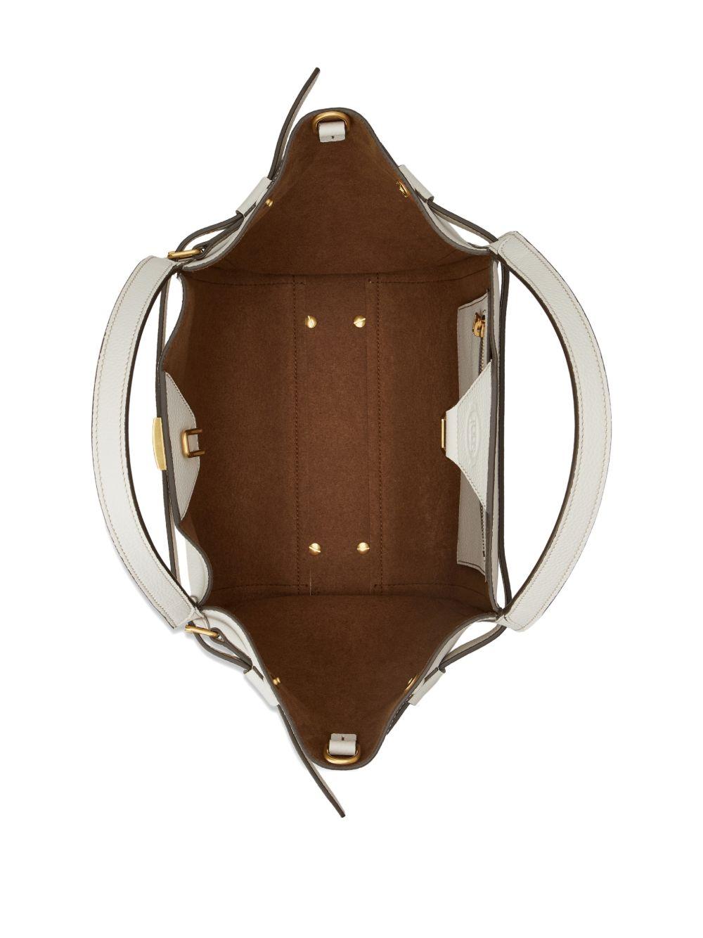 TODS Borsa shopping bianca con fibbia dorata 