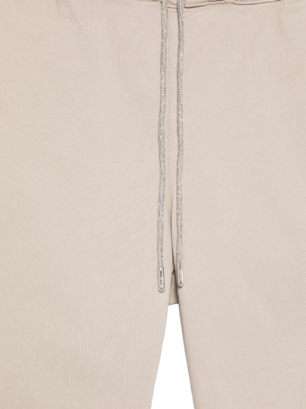 D EXTERIOR Pantaloni sportivi in cotone elasticizzato beige con coulisse 
