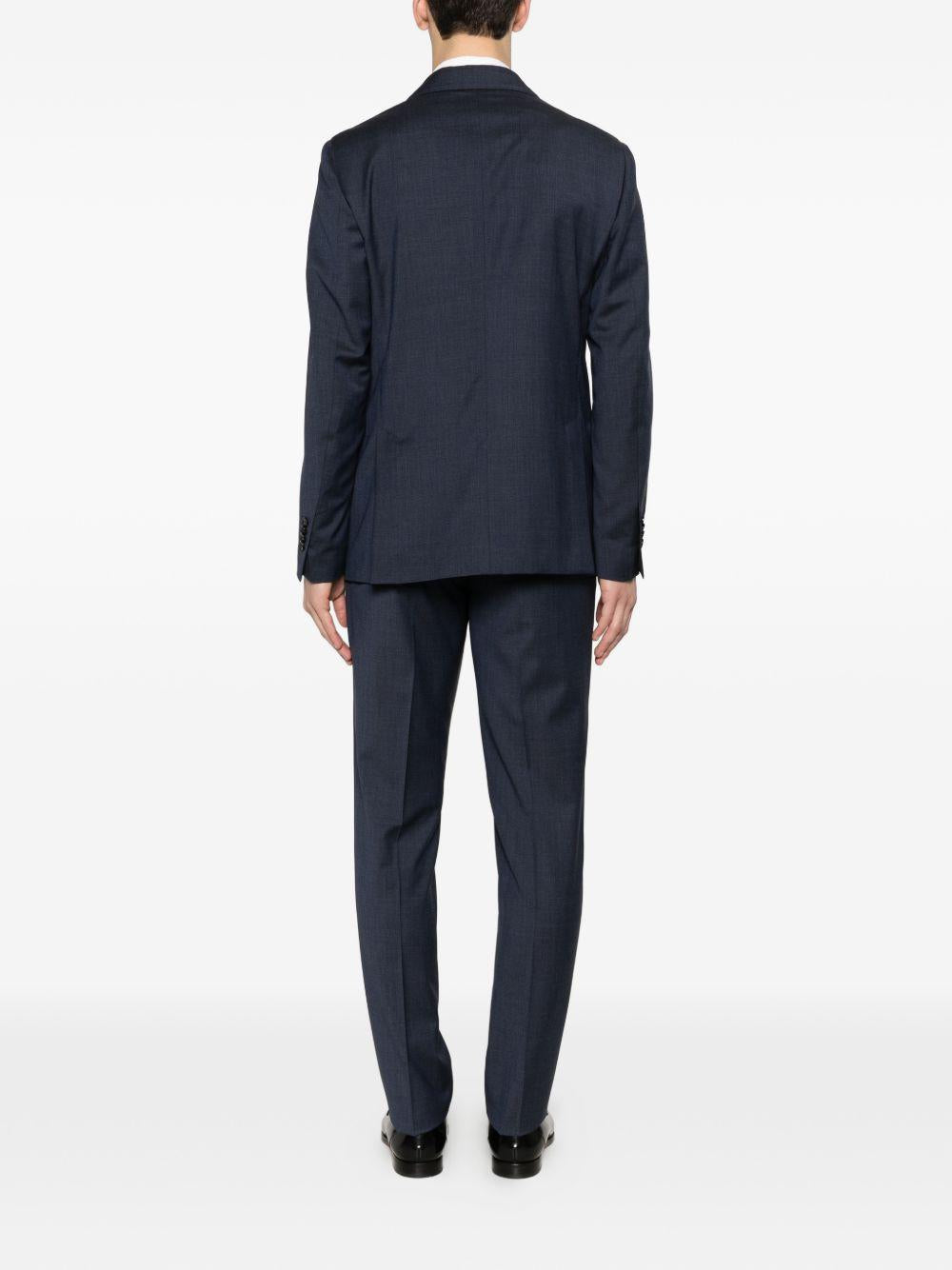 LARDINI Completo doppiopetto in lana blu navy con revers classici 
