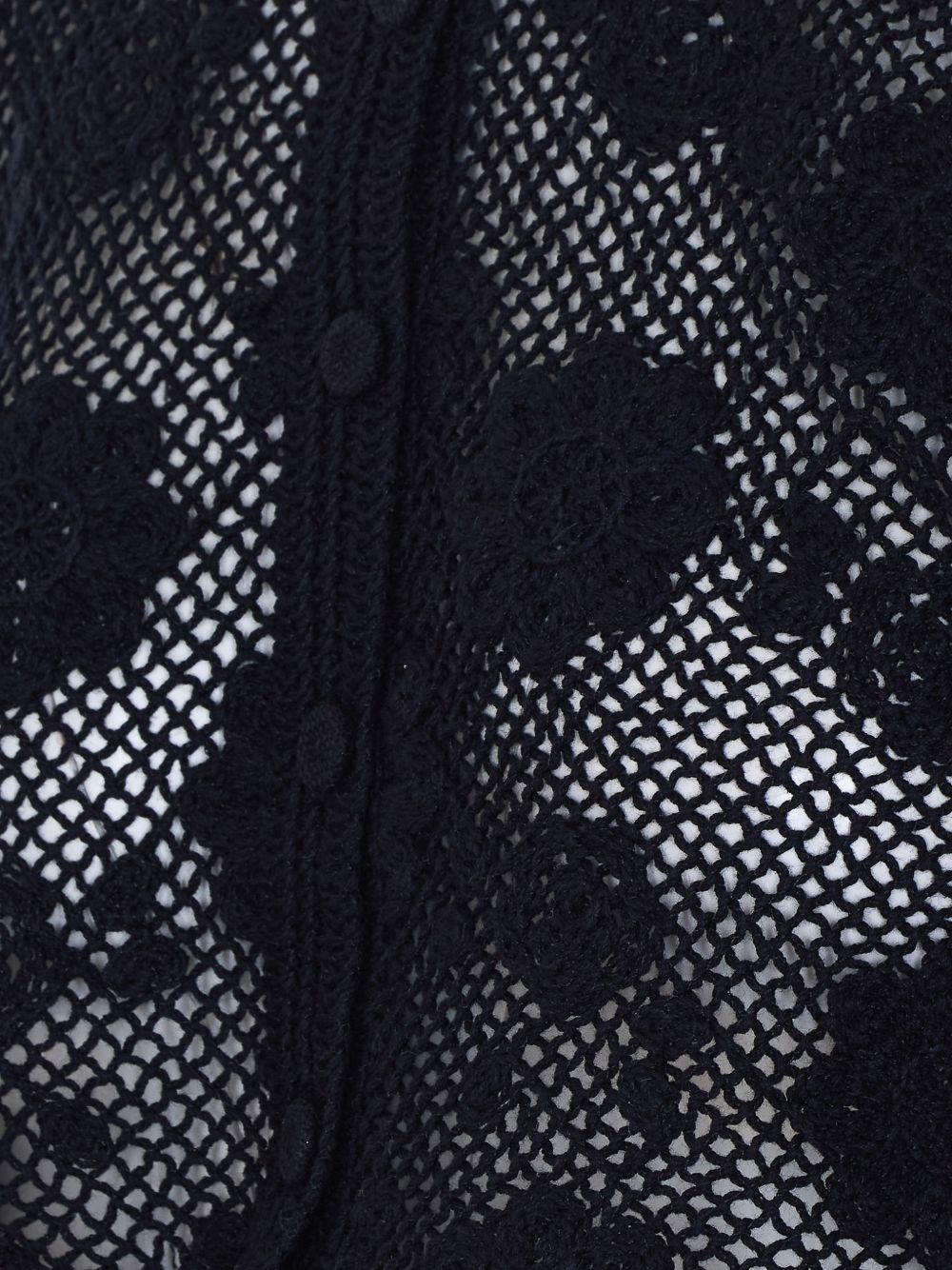 TWINSET Cardigan in maglia traforata nera di cotone 