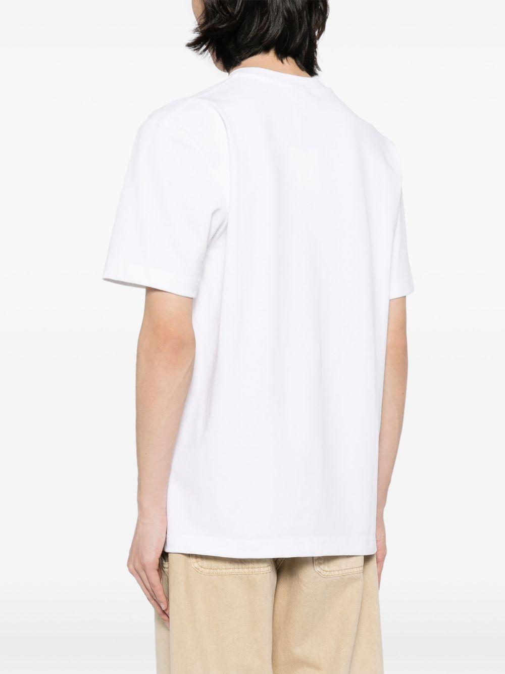 JACQUEMUS T-shirt bianca in cotone con patch logo sul petto 
