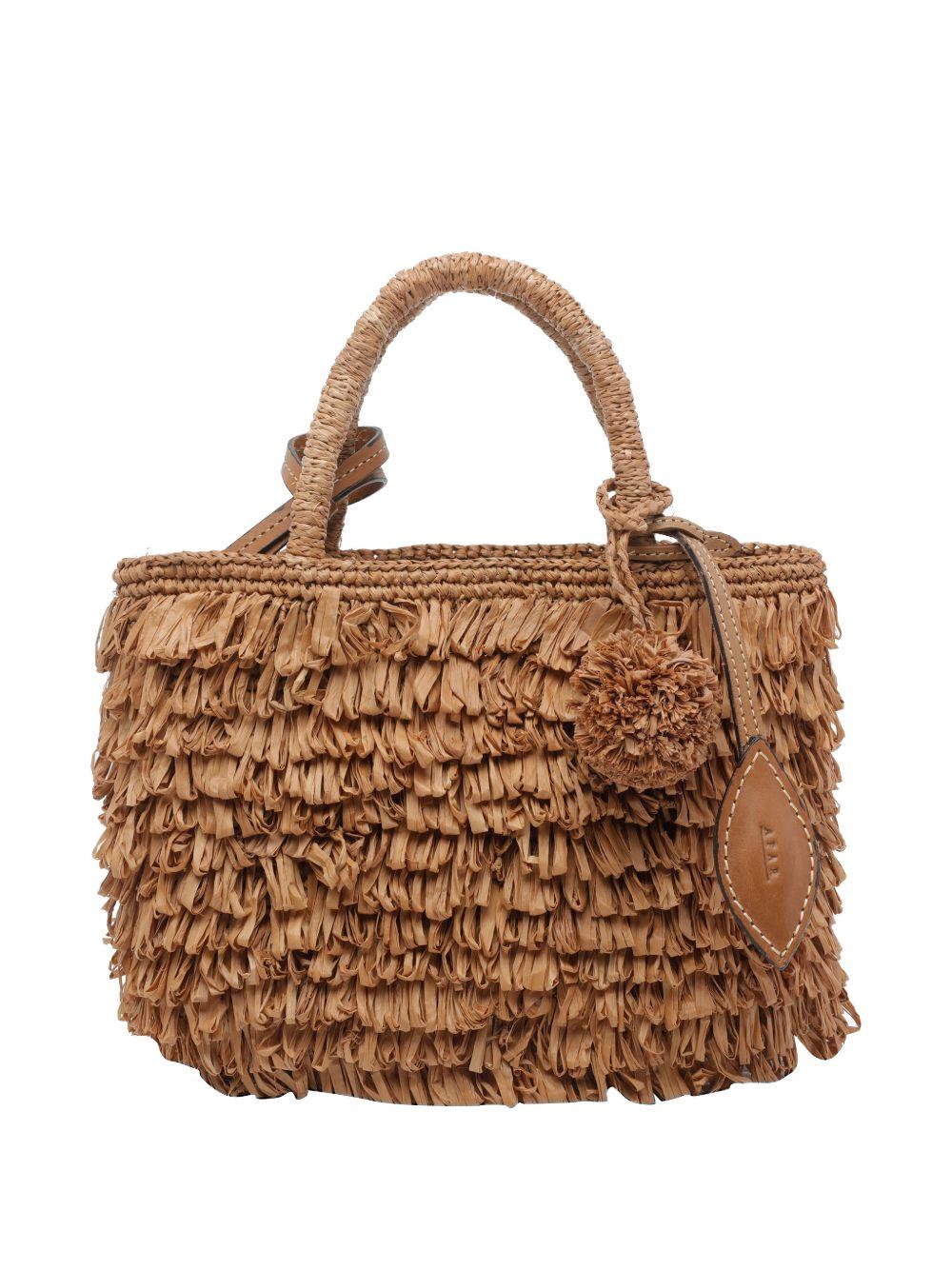 AFAR Borsa a mano in rafia marrone 