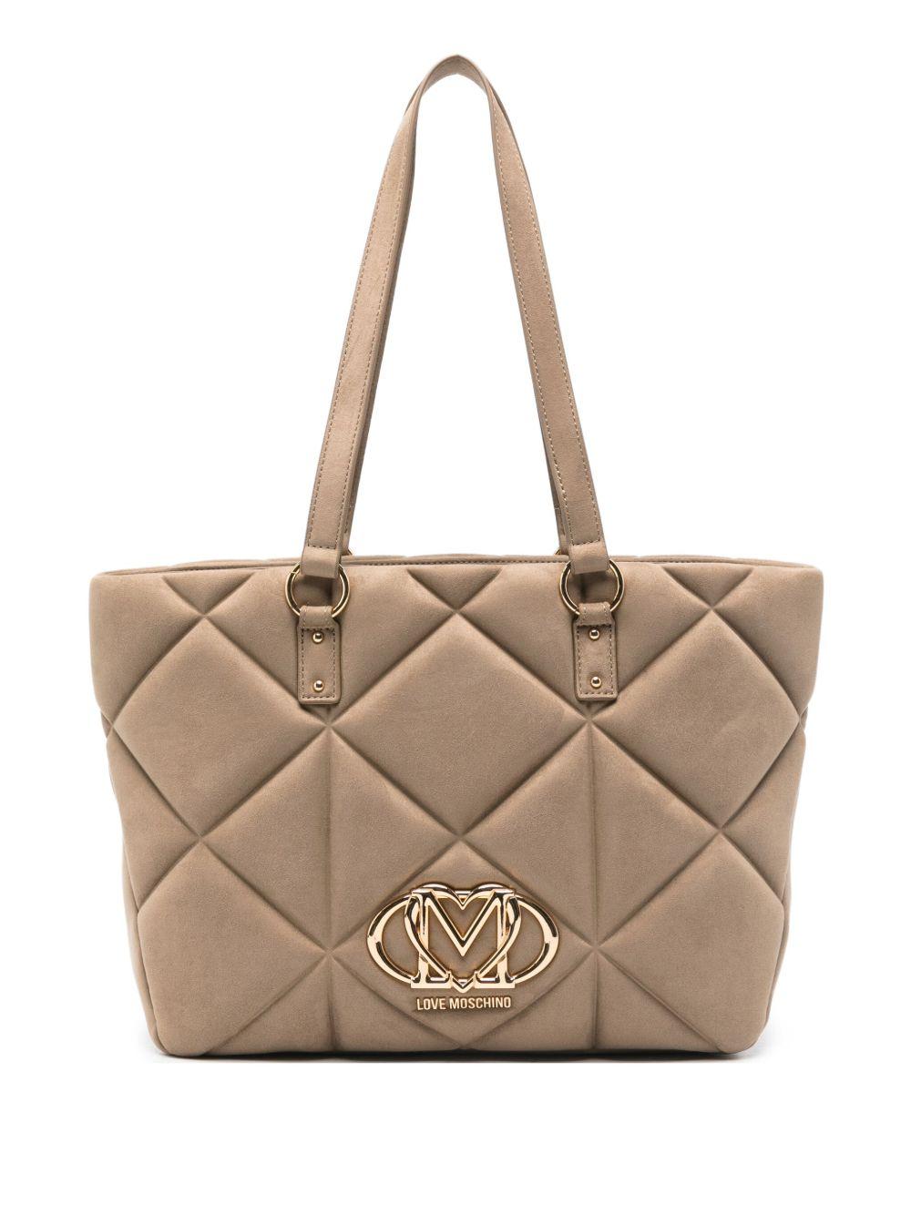 LOVE MOSCHINO Borsa a spalla trapuntata beige 