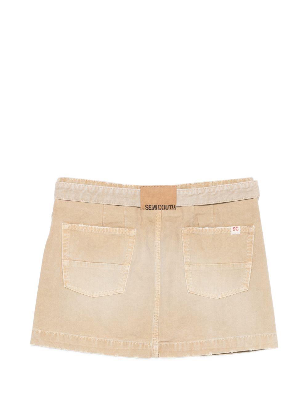 SEMICOUTURE Gonna mini Florida in denim beige con tasche 