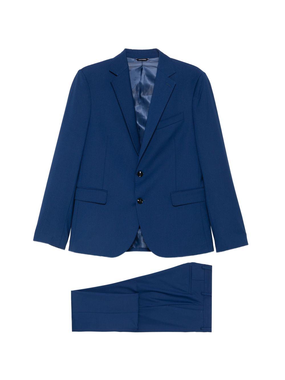 DANIELE ALESSANDRINI Completo in cotone blu con rever a dente 
