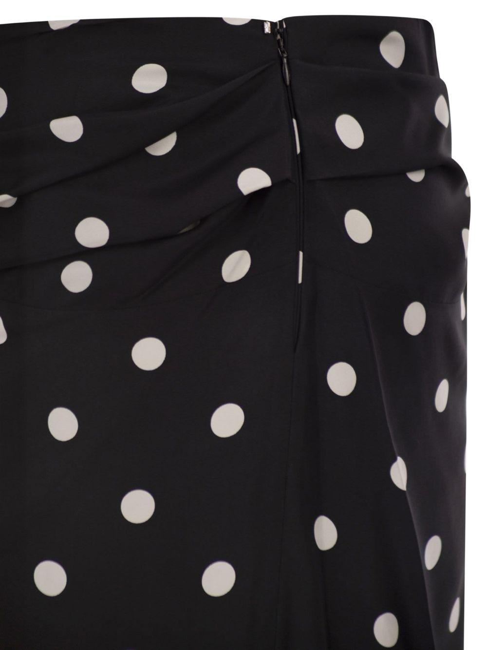SPORTMAX Gonna midi nera a pois 
