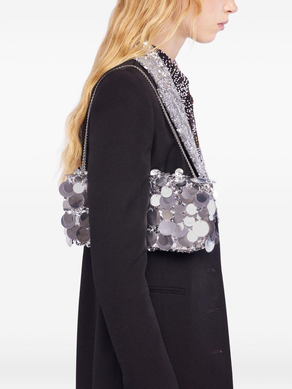 RABANNE Borsa a spalla Sparkle Baguette argento 