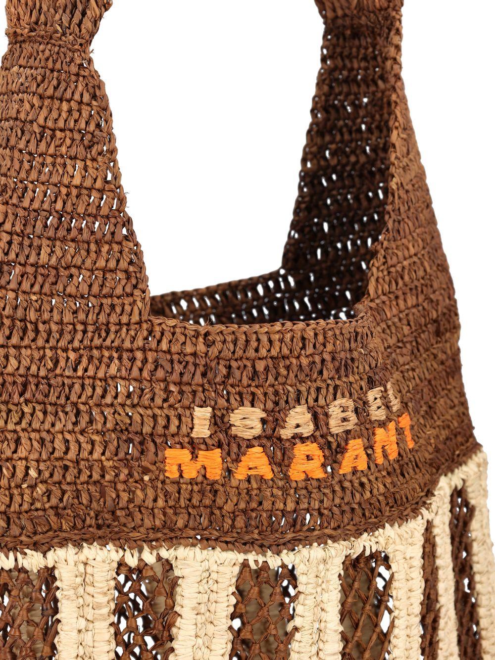 ISABEL MARANT Borsa Praia small in rafia a righe 