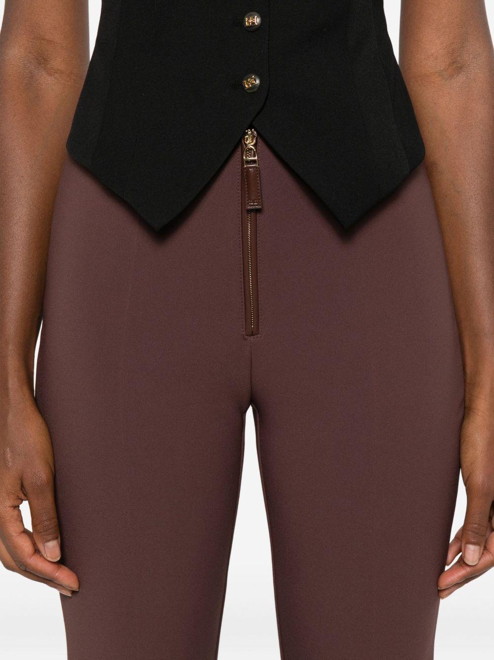 ELISABETTA FRANCHI Pantaloni eleganti marroni con zip 