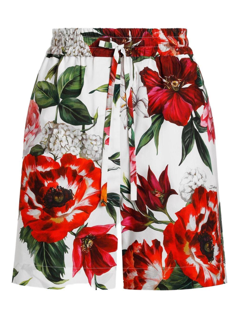 DOLCE e GABBANA Shorts in cotone stampa fiori 