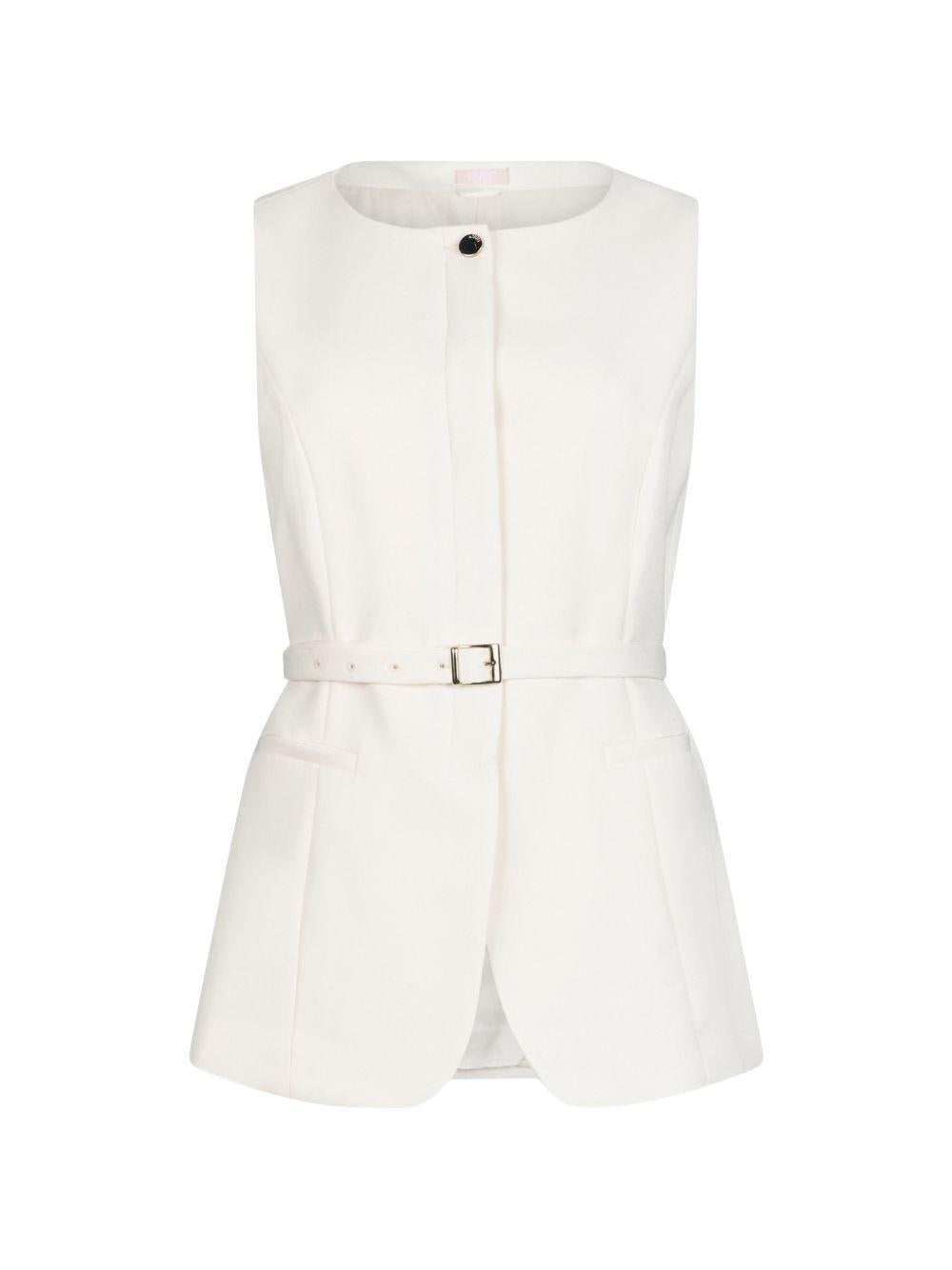 LIUJO Gilet panna con cintura in vita 