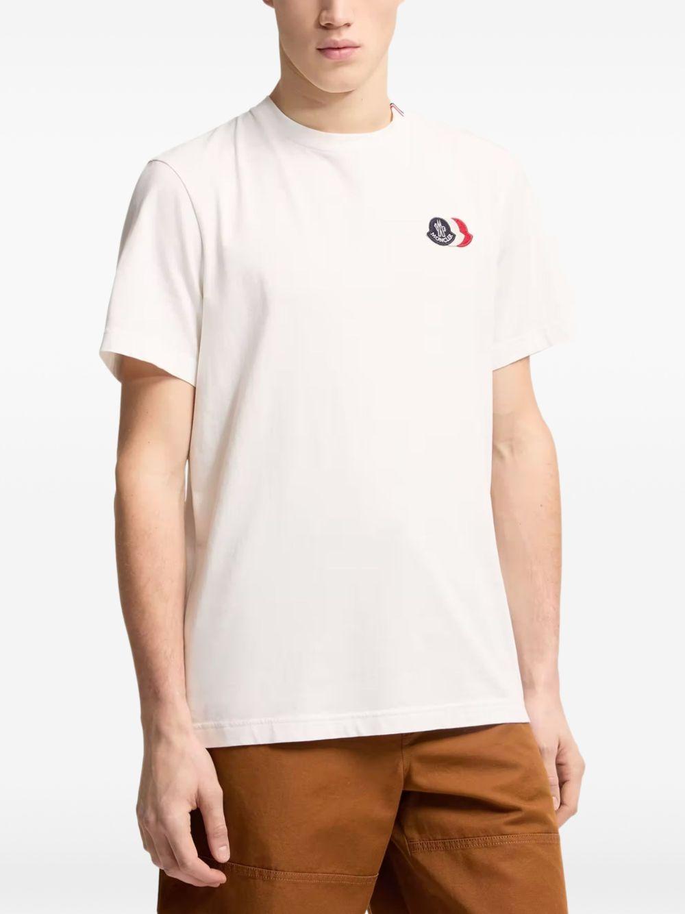 MONCLER T-shirt in cotone bianco con triplo logo 