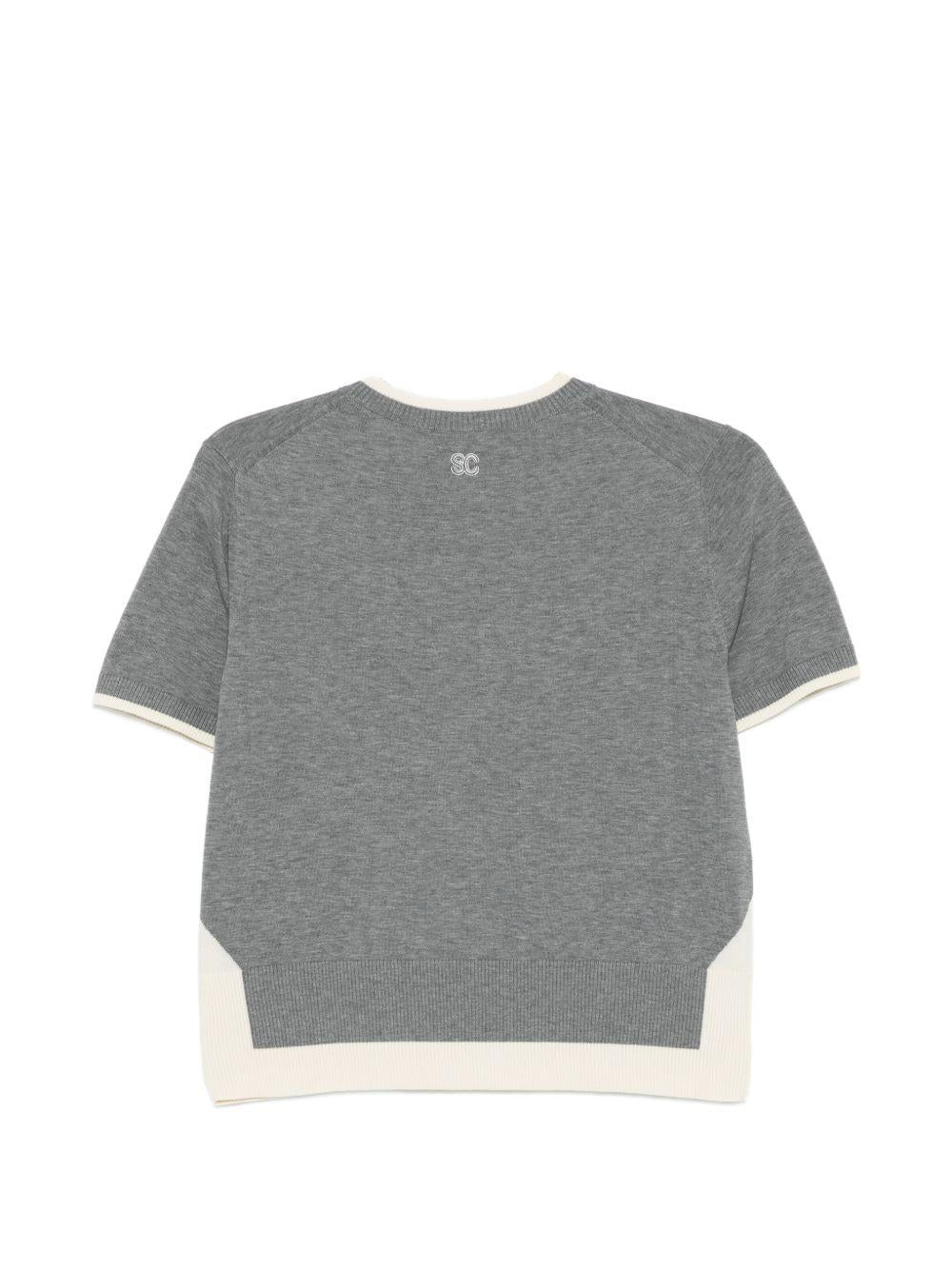 SEMICOUTURE Maglia Leya in cotone grigio a maniche corte 