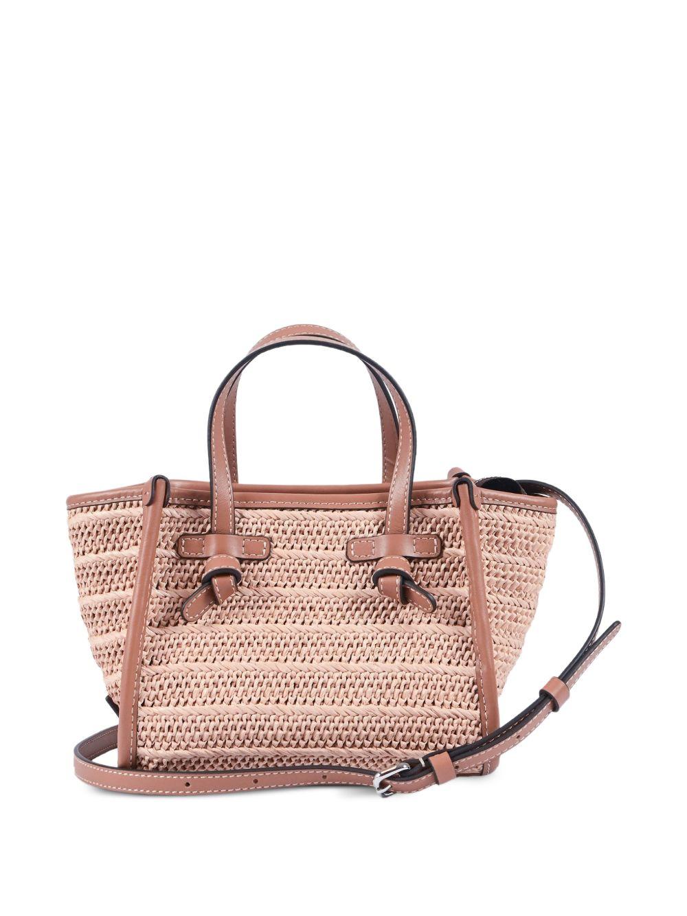 GIANNI CHIARINI Borsa shopping Marcella in rafia beige a righe 