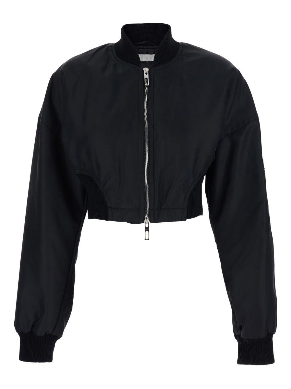 SPORTMAX Giacca nera sportiva corta con zip 