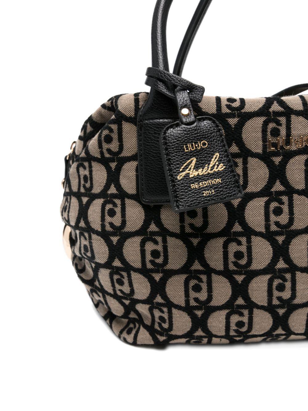 LIUJO Borsa beige e nera con motivo monogram 