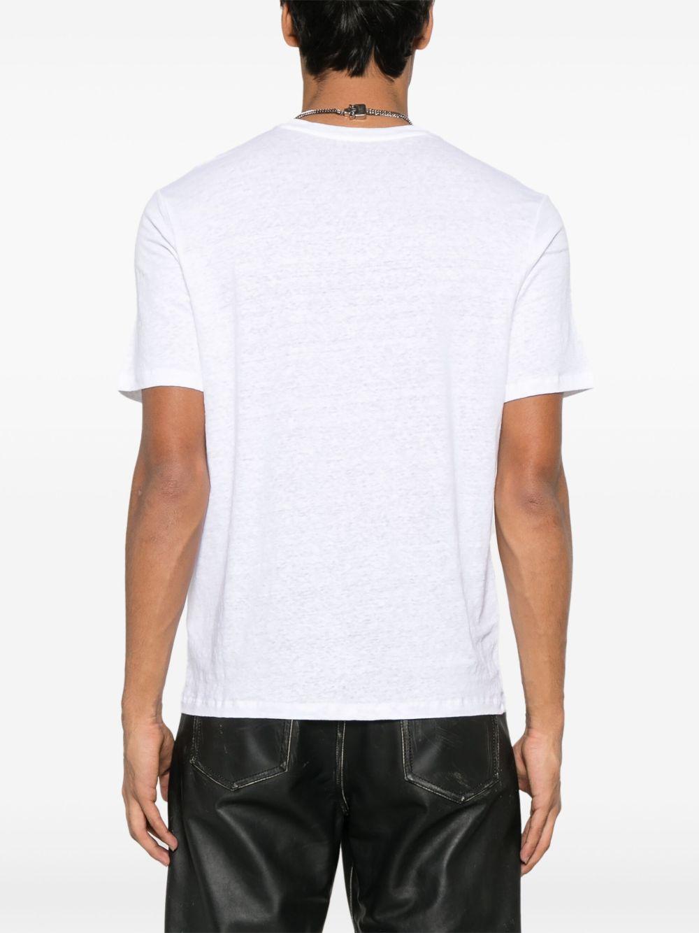MAJESTIC FILATURES T-shirt a  maniche corte in lino elasticizzato bianco 