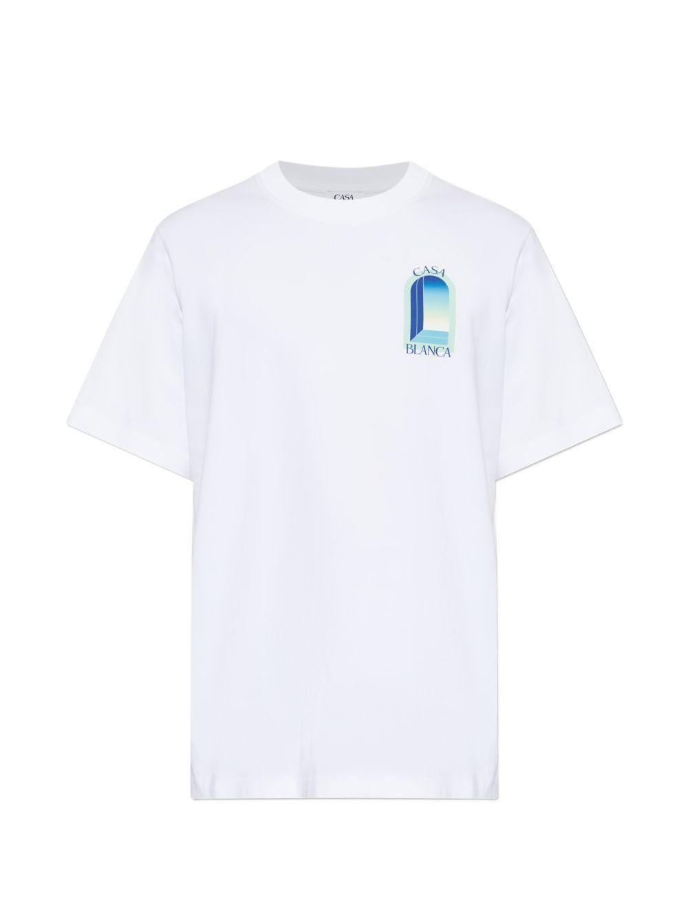 CASABLANCA T-shirt Gradient Arch in cotone bianco 