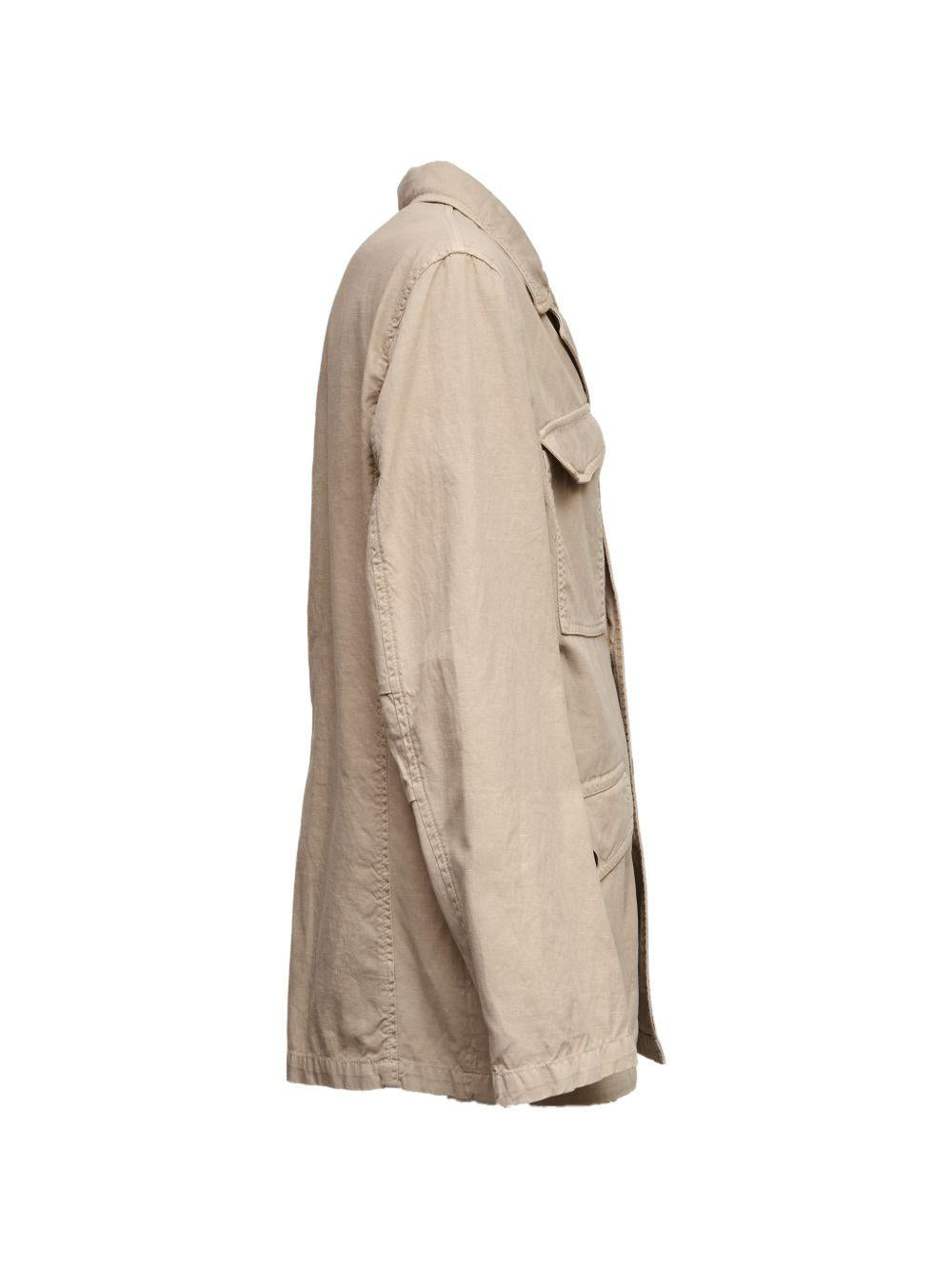 FAY Giacca in cotone beige con tasche applicate 