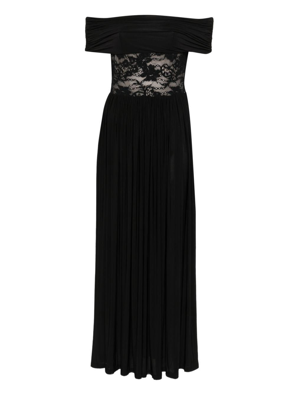 ZIMMERMANN Abito lungo nero con scollo bardot 