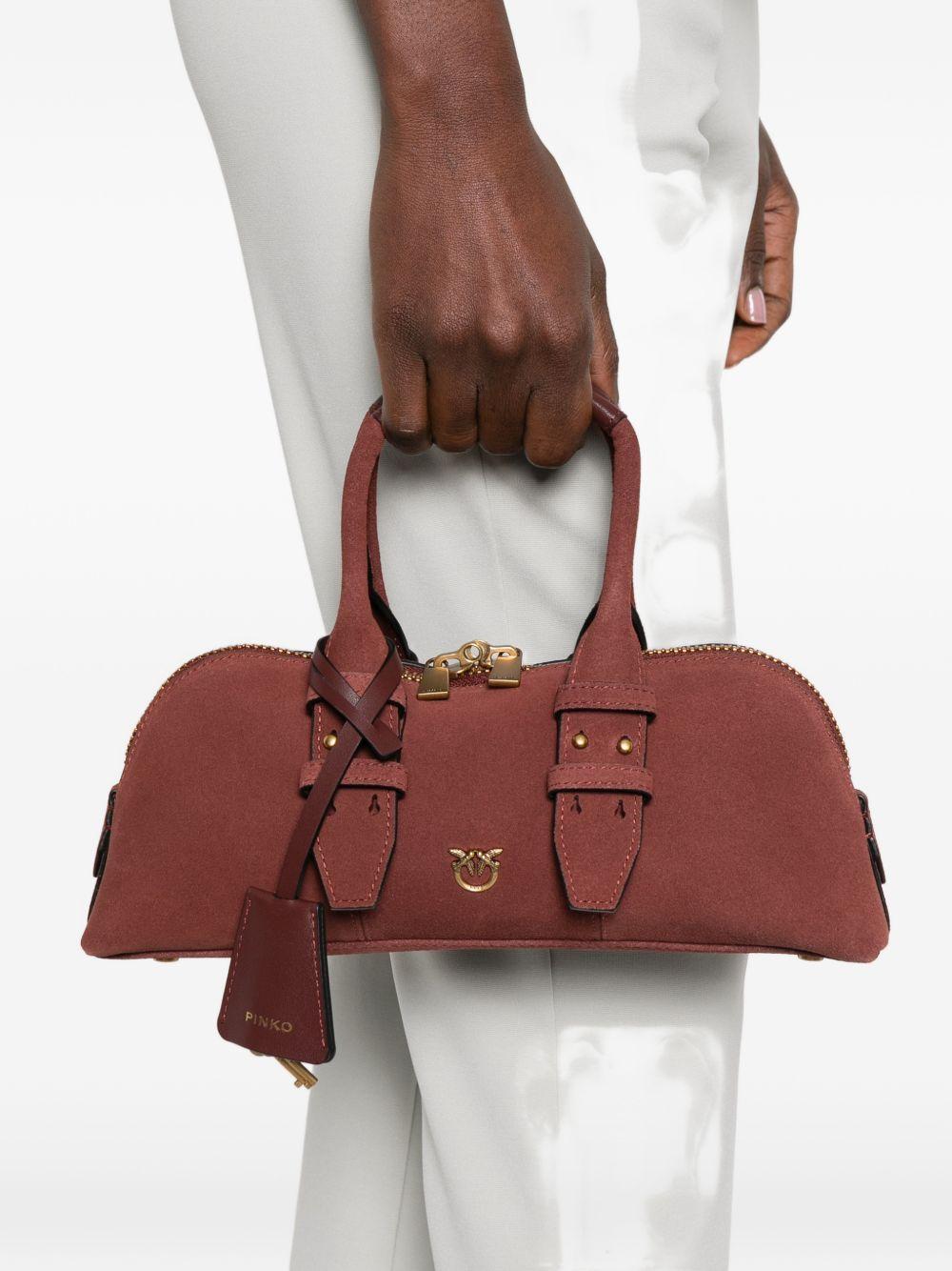 PINKO Borsa a mano Bowling bag in pelle scamosciata bordeaux 