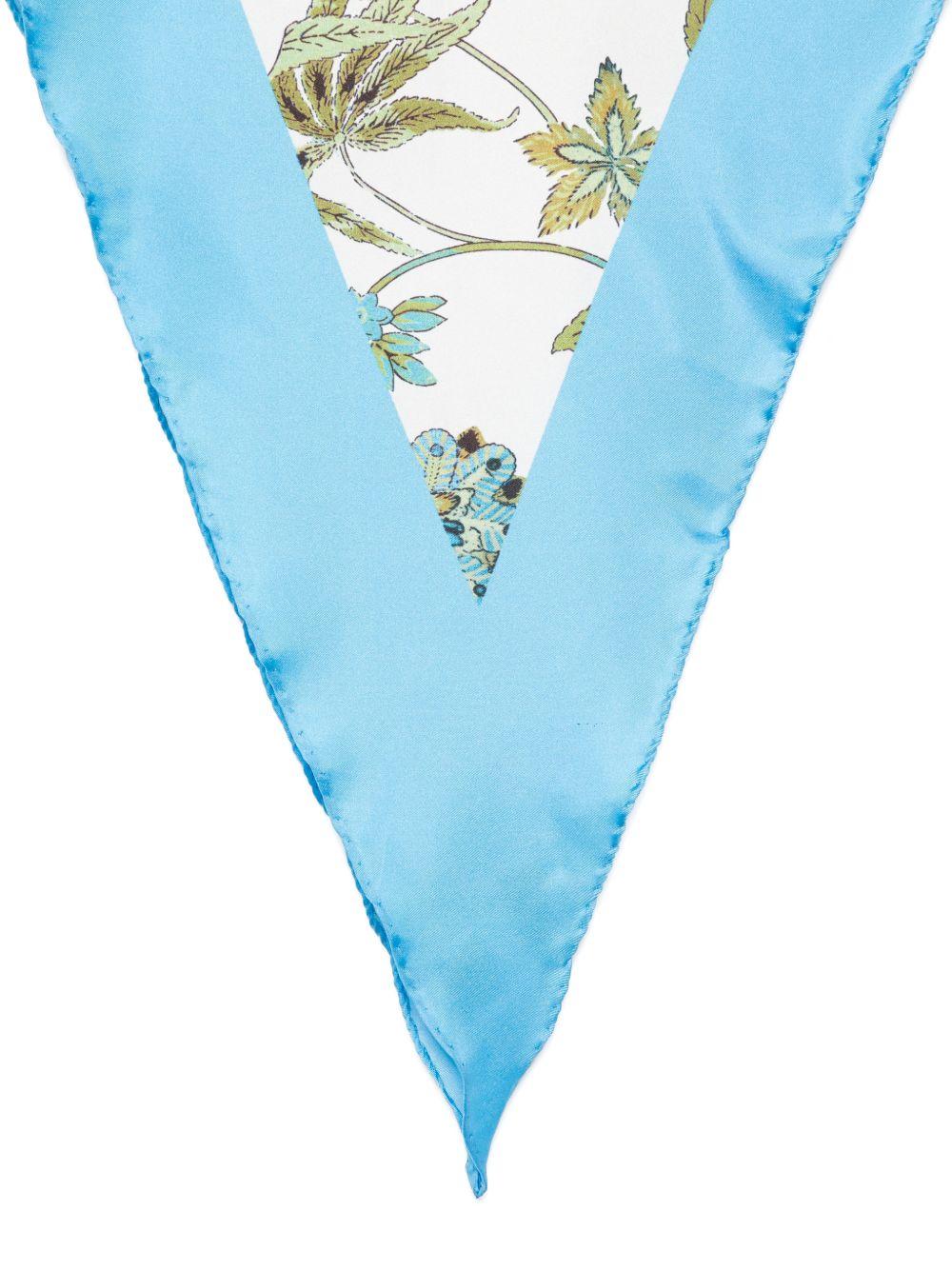 FAY Foulard triangolare celeste con stampa floreale 