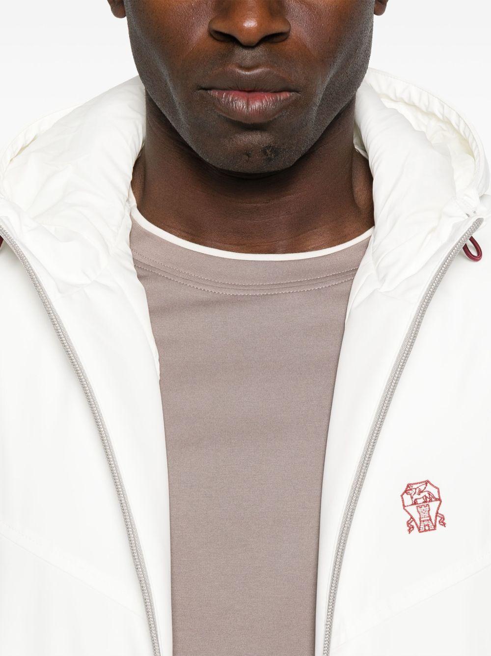 BRUNELLO CUCINELLI T-shirt in cotone beige con bordi a contrasto 