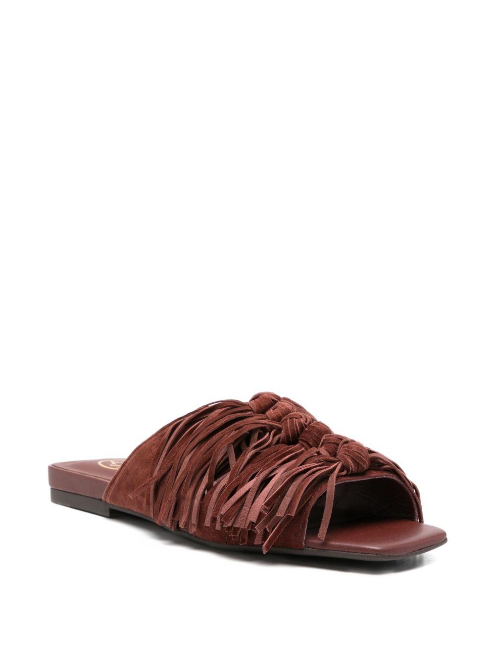ASH Ciabatte Brigitte con fascia e frange in suede 