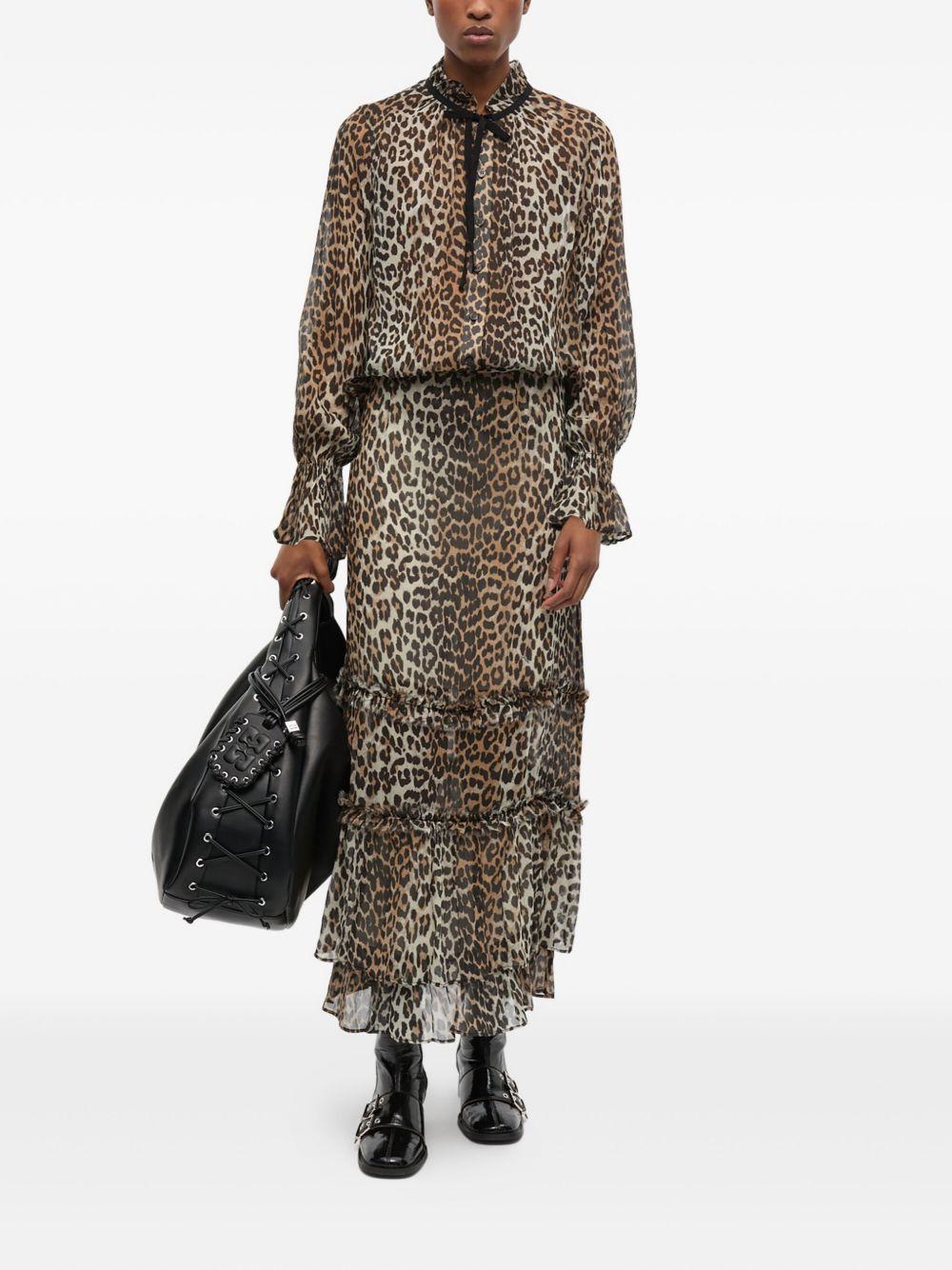 GANNI Blusa con stampa leopardata 