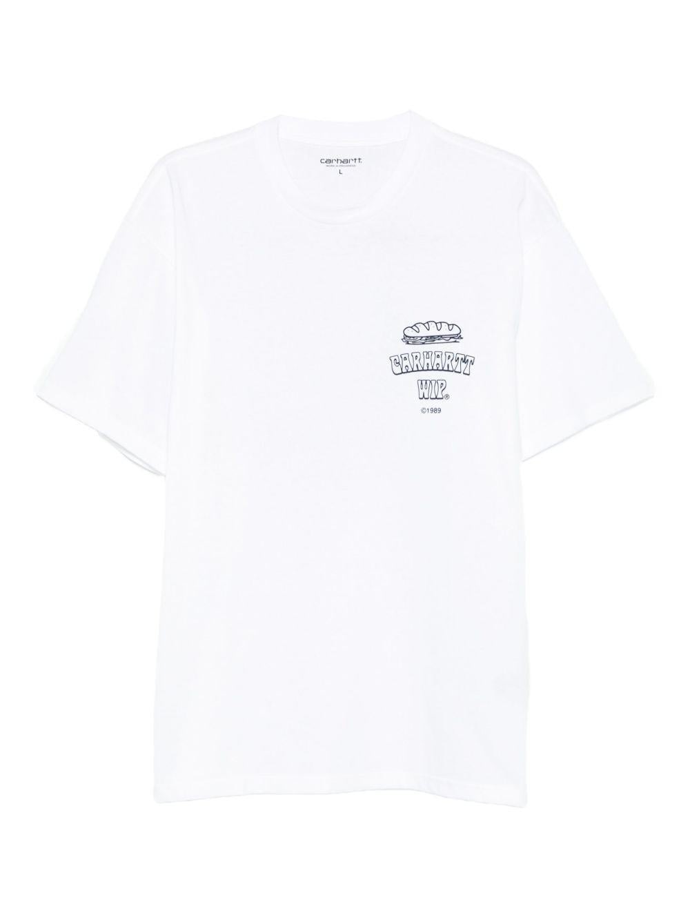 CARHARTT WIP T-shirt in cotone bianco girocollo con stampa 