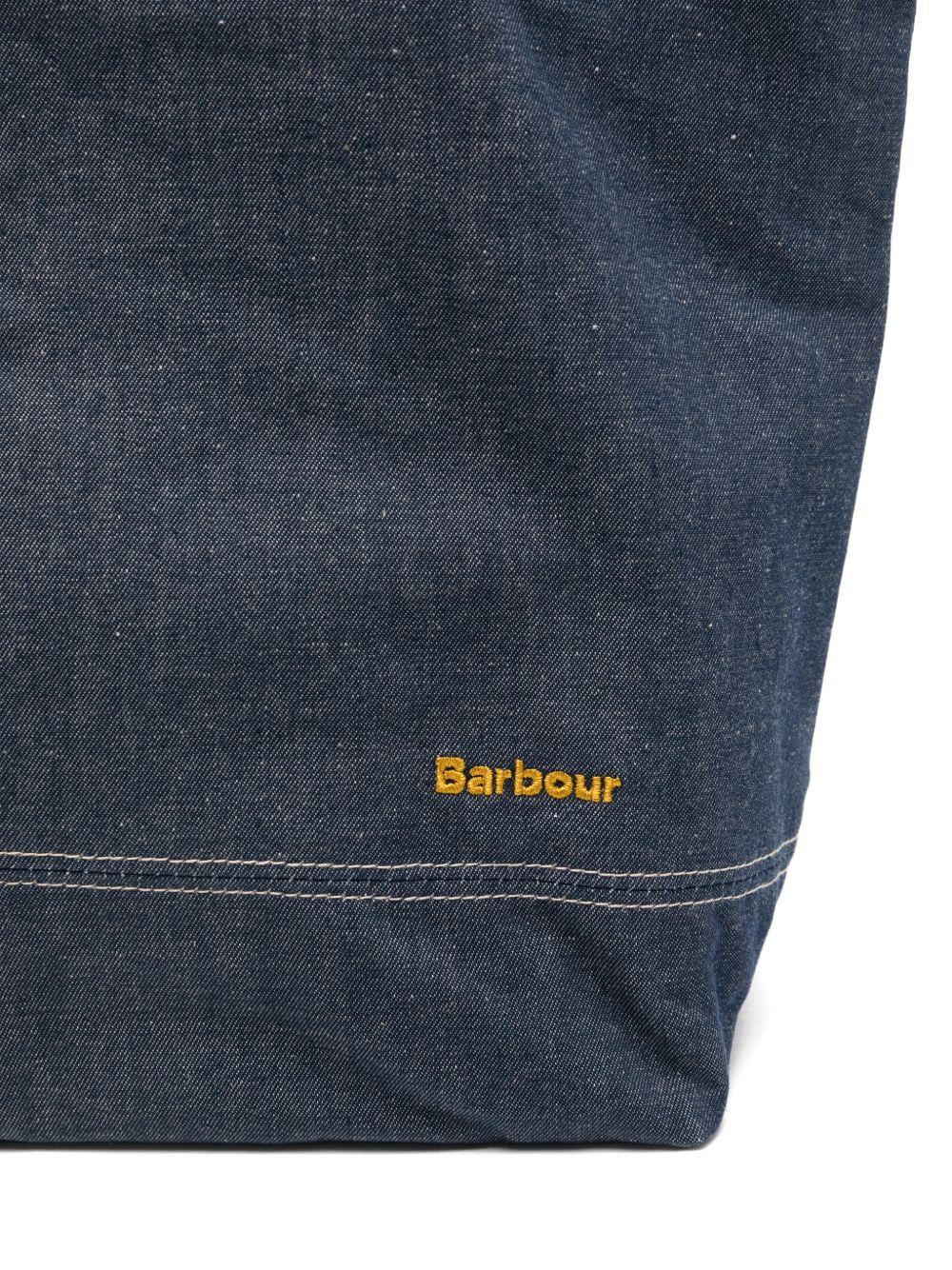 BARBOUR Borsa a mano in denim con logo cucito 