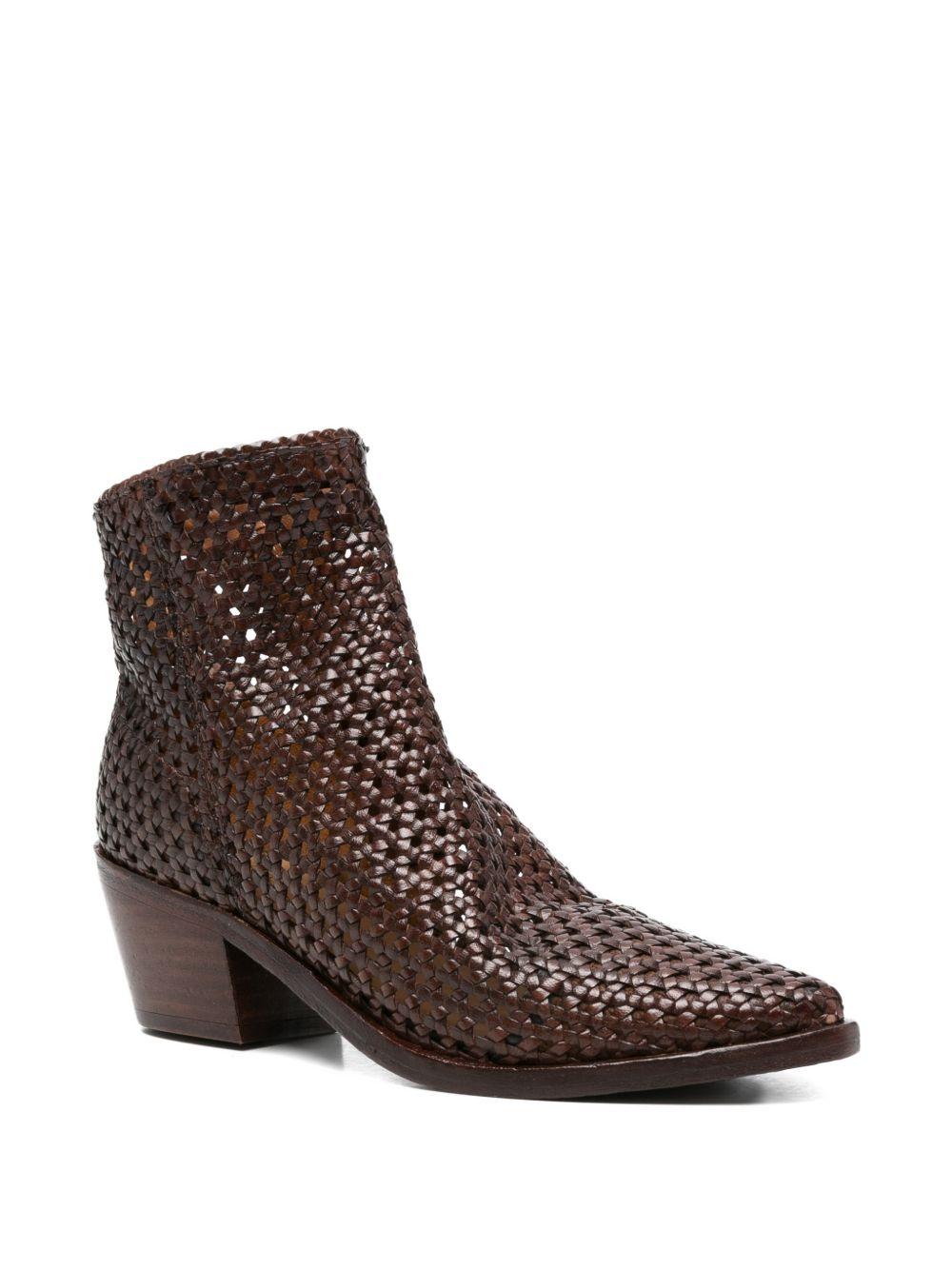 ZOLFO Stivaletti Melody in pelle intrecciata marsala 